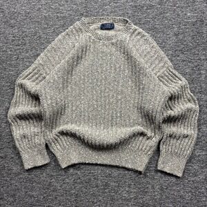 Vintage 90s Thane Minimalist Ribbed Knit Grey Crewneck Sweater Mens XL